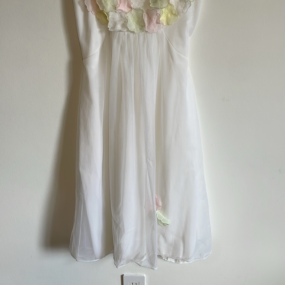 Warner’s Chemise Nightie SM White Romantic Appliqué VTG Slip Floral Chiffon - Picture 14 of 15